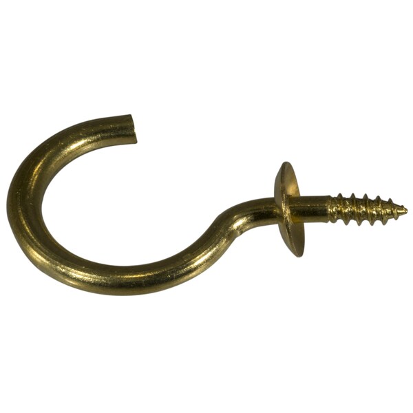 Midwest Fastener 25/32" x 1-1/2" Brass Cup Hooks 10PK 62667 - main